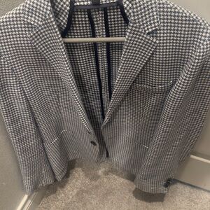 Boss Houndstooth Jacket in Navy and White